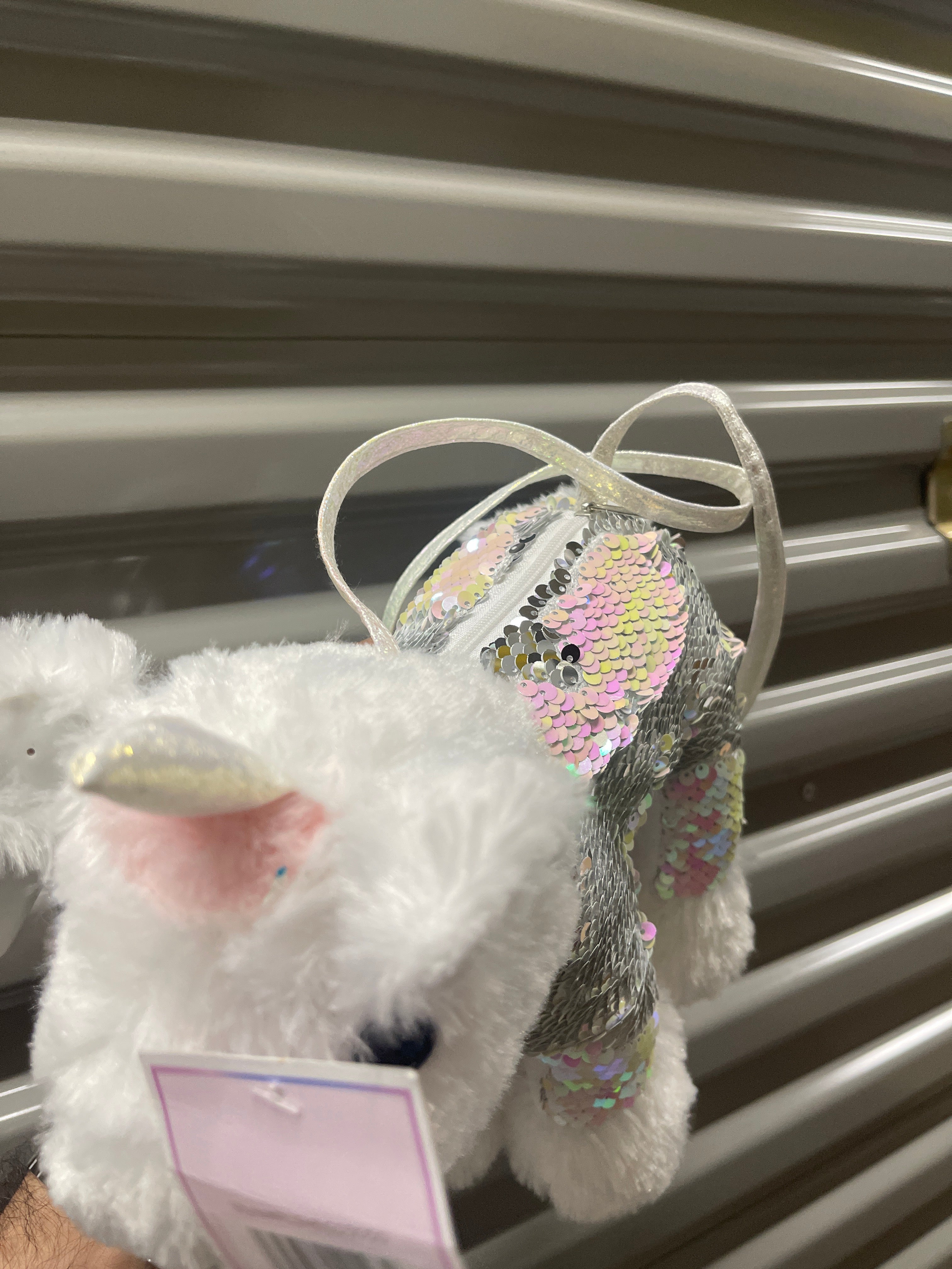 Cartera Peluche Unicornio Blanco