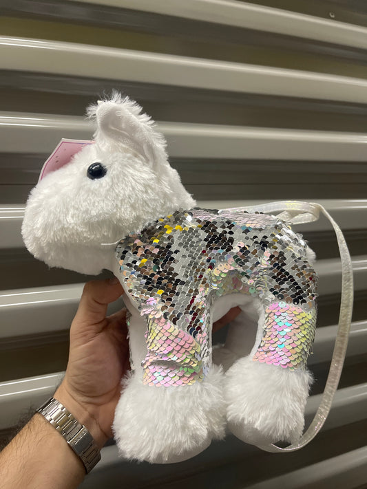 Cartera Peluche Unicornio Blanco