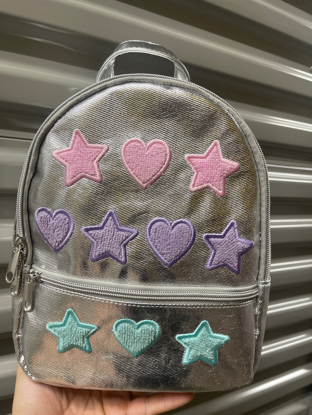 Morralito Plateado Estrellas y Corazones